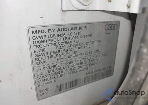 2019 Audi Q7 45 Premium из США, поврежденный, VIN WA1LHAF75KD015972